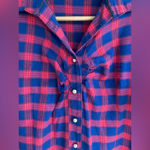 Plaid tunic/mini dress with button-front closure and matching fabric belt - Picture 4 of 6